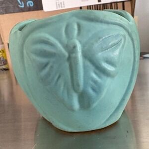 Van Briggle Art Pottery Butterfly Heart Planter Matte Turquoise Colorado Springs